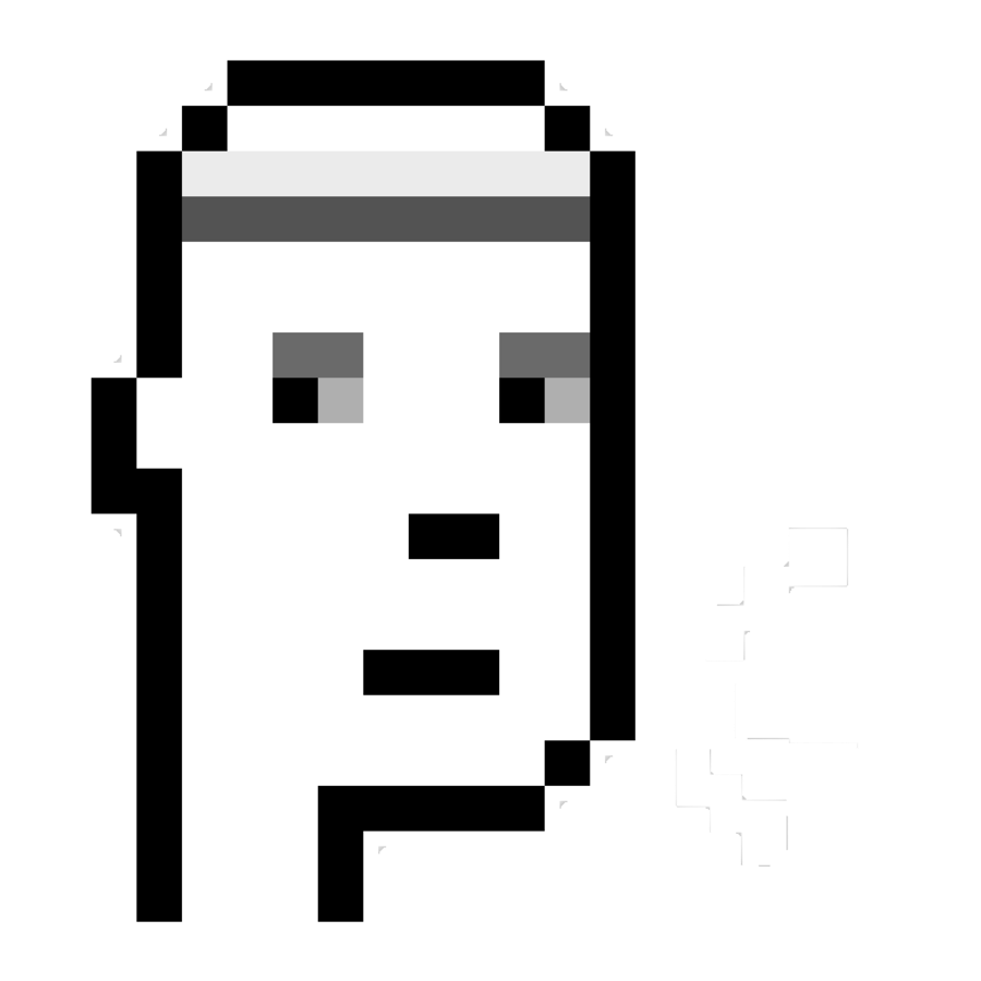 CryptoPunk #57 redrawn in white light, speaking